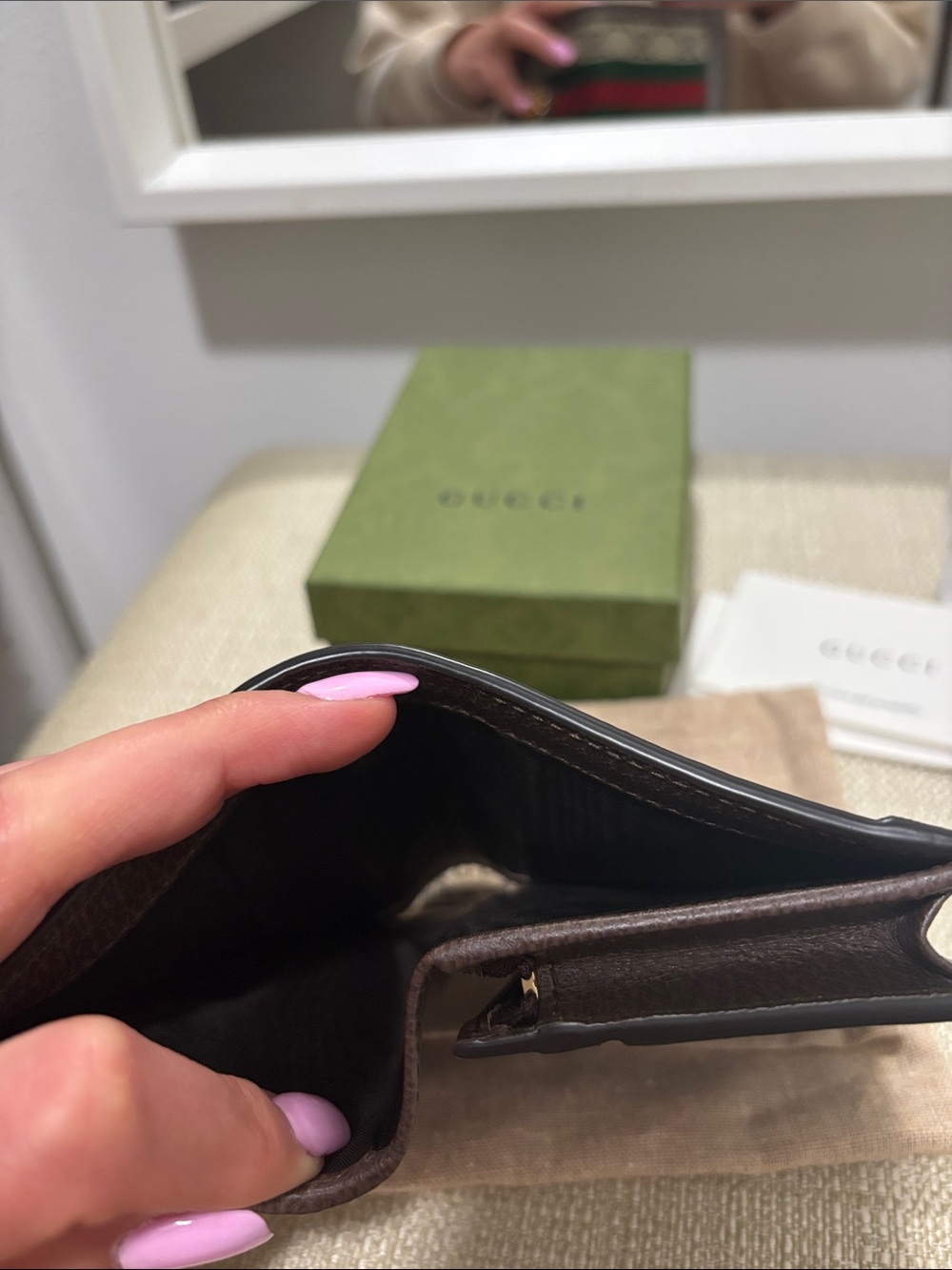 Gucci Brown GG Supreme Canvas Wallet with Web Stripe - Picture 8 of 9